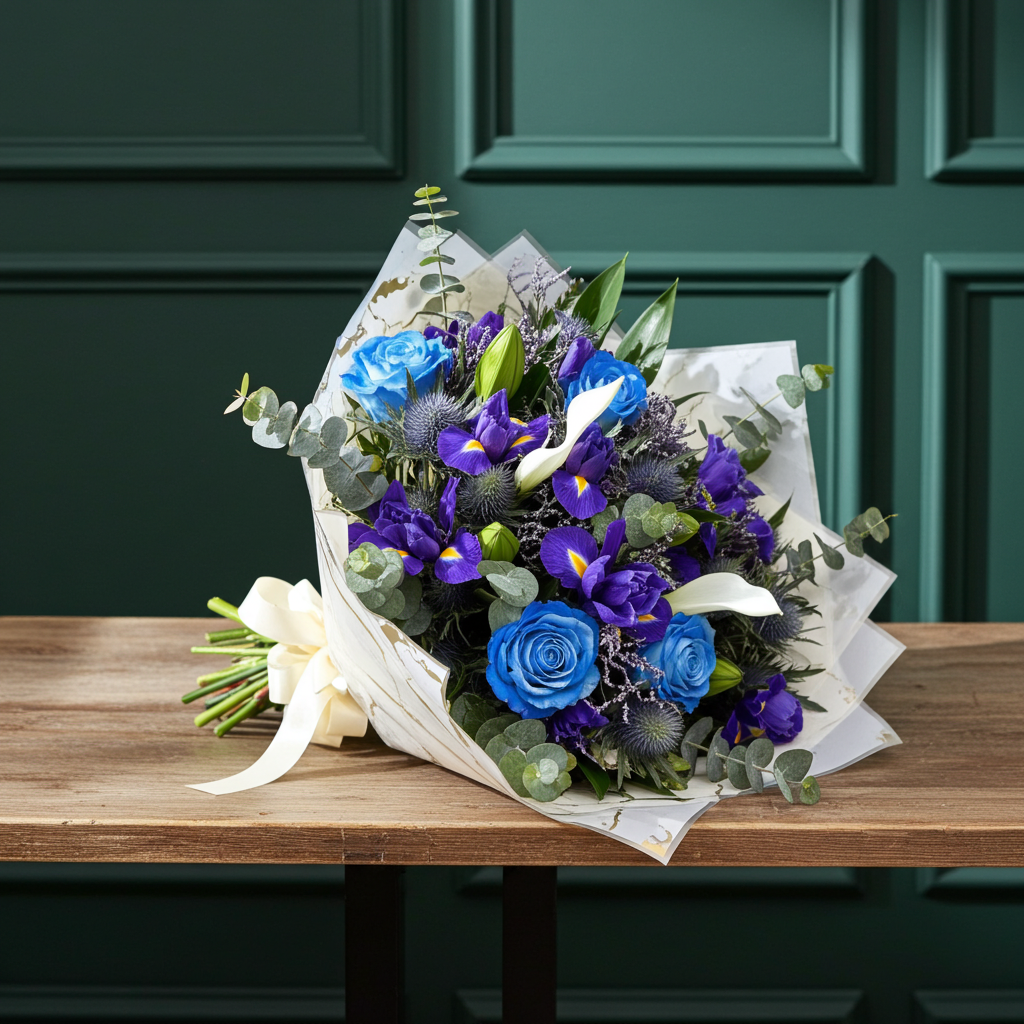 Azure Dream – Blue Rose & Iris Bouquet