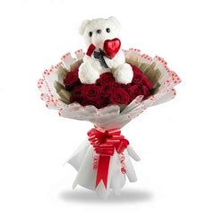 Sweetheart Surprise - 20 Red Roses & Teddy Bear