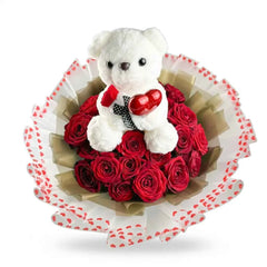 Sweetheart Surprise - 20 Red Roses & Teddy Bear