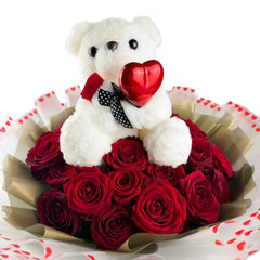 Sweetheart Surprise - 20 Red Roses & Teddy Bear