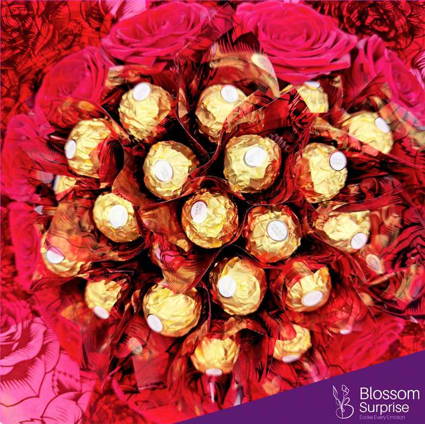Golden Rose Chocolate Bouquet Secondary image