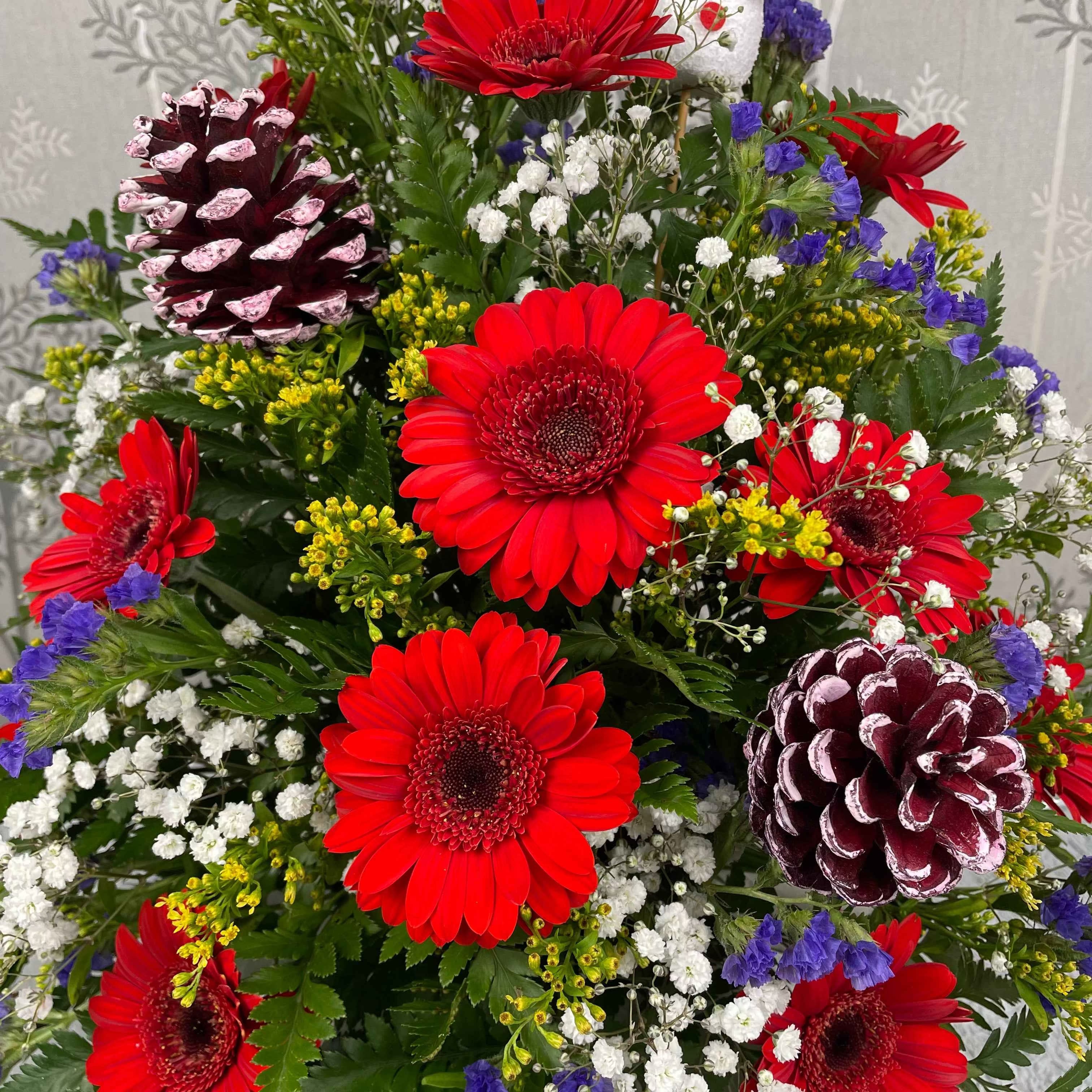 Red Jerbera Christmas Display