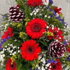 Red Jerbera Christmas Display