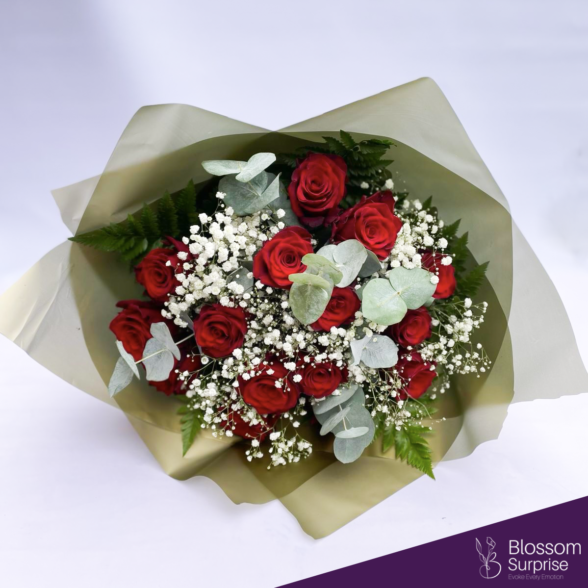 Royal Crimson - 12 Red Roses - Blossom Surprise